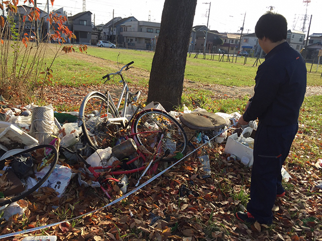 不法投棄の測量